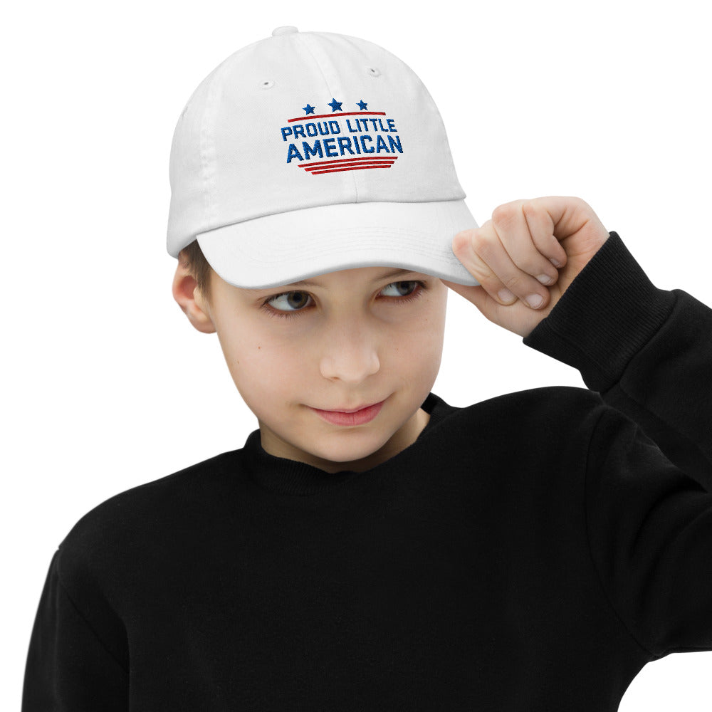 Side view of the FOX News kids hat highlighting the adjustable strap and clean construction.