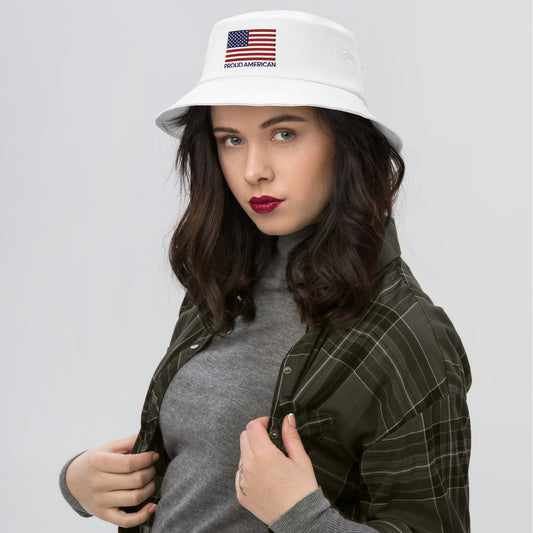 A Caucasian man wearing the white *FOX News* bucket hat in a clean, suburban American backyard setting during a sunny morning.
