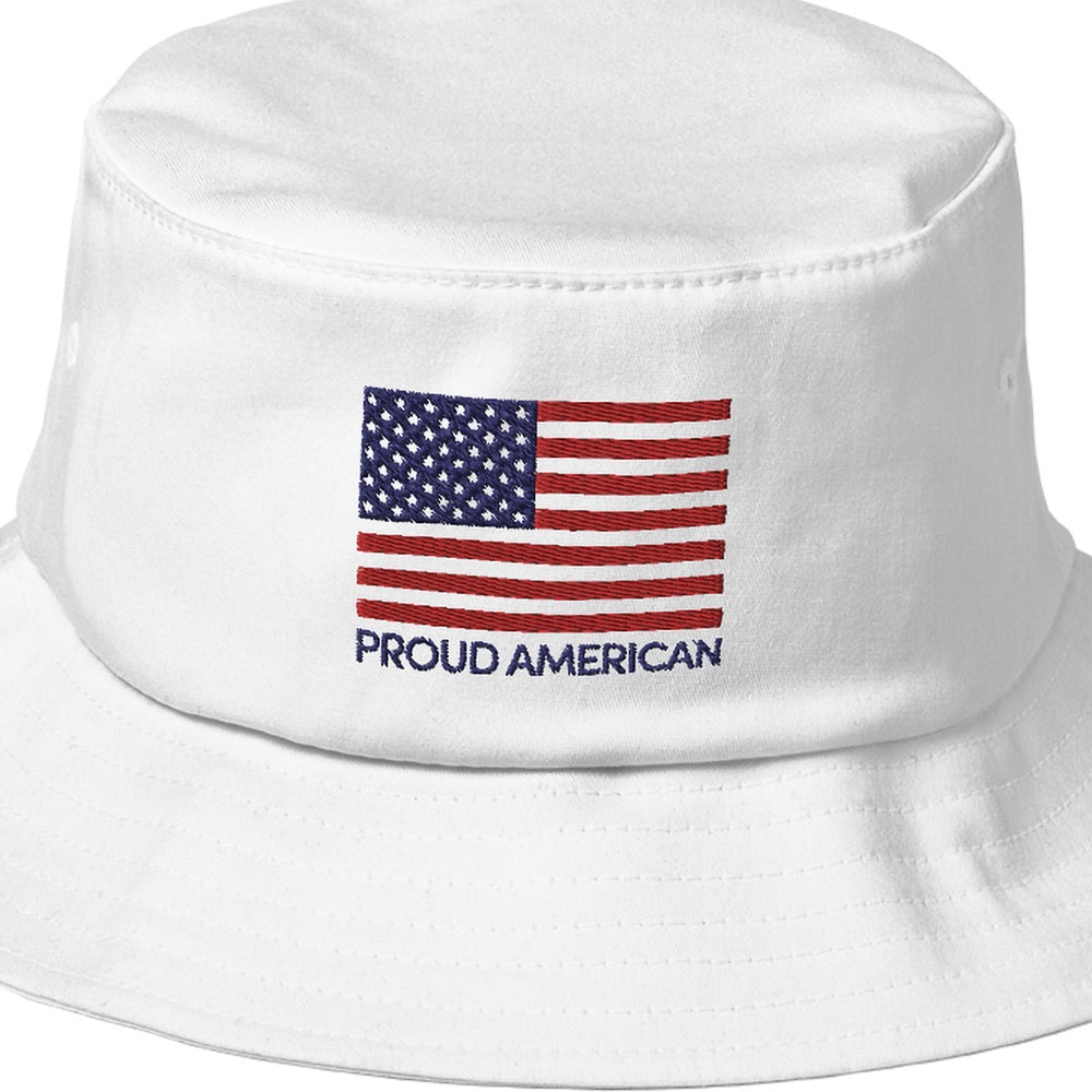 The official *FOX News* bucket hat with the *Proud American* logo, presented in a crisp and authoritative lifestyle context.