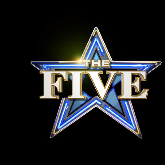 Close-up of the crisp FOX News *The Five* logo on the black ceramic surface of the personalized mug.