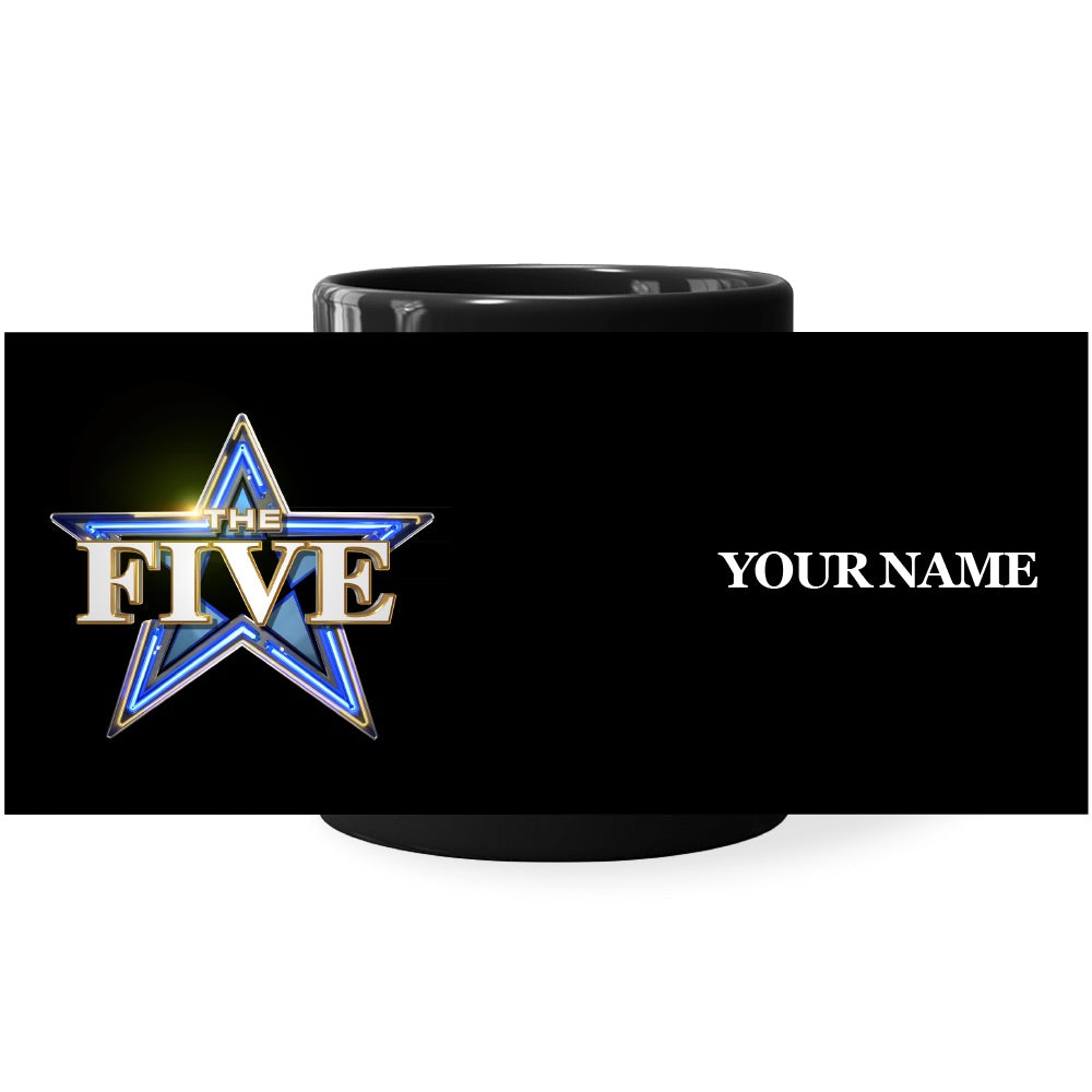 Two *The Five* Logo Mugs placed together on a suburban morning coffee setting.