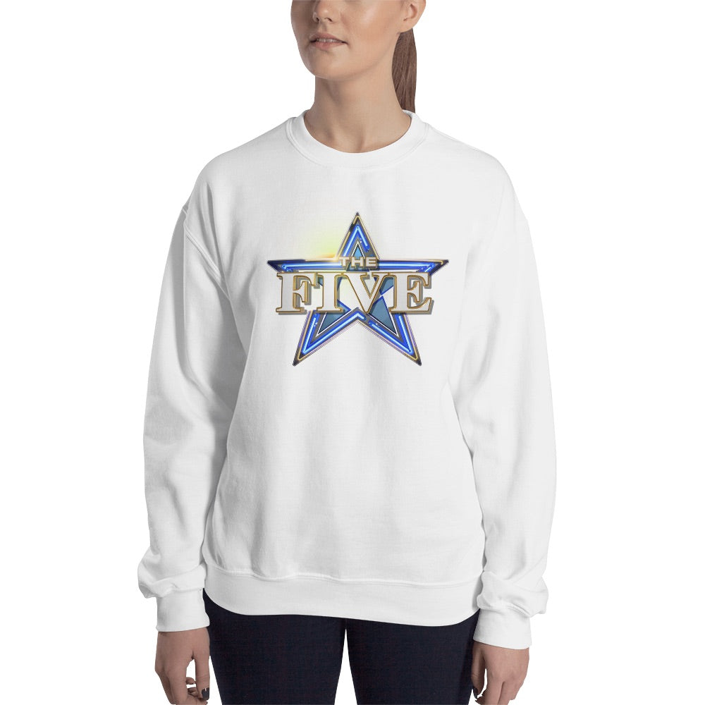 A lifestyle shot of an everyday American adult wearing the FOX News crewneck sweatshirt in a comfortable home setting.
