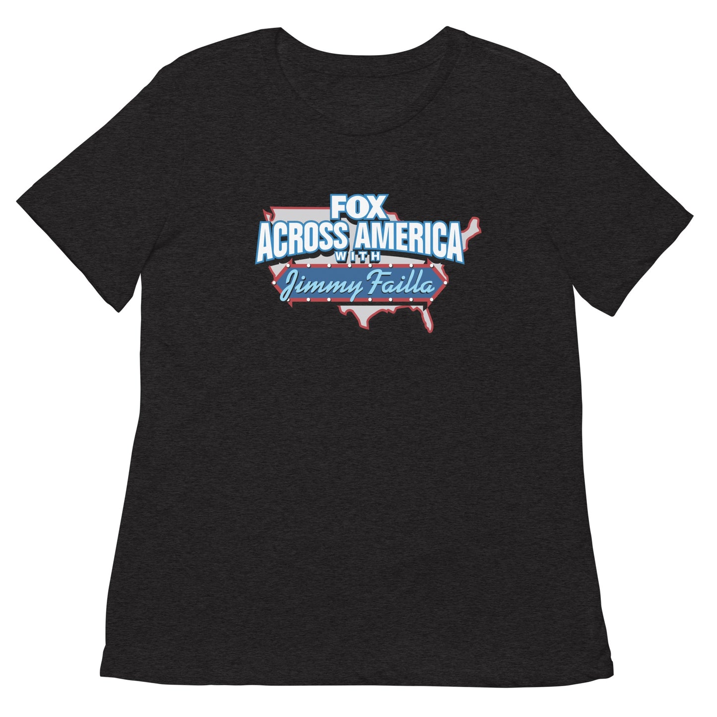 Side profile of the women's fit tri-blend t-shirt showcasing comfortable styling in a suburban home environment.