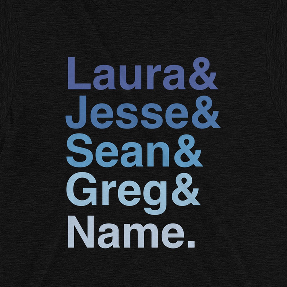 A close-up view of the FOX News logo and personalized ampersand design on a soft tri-blend t-shirt.