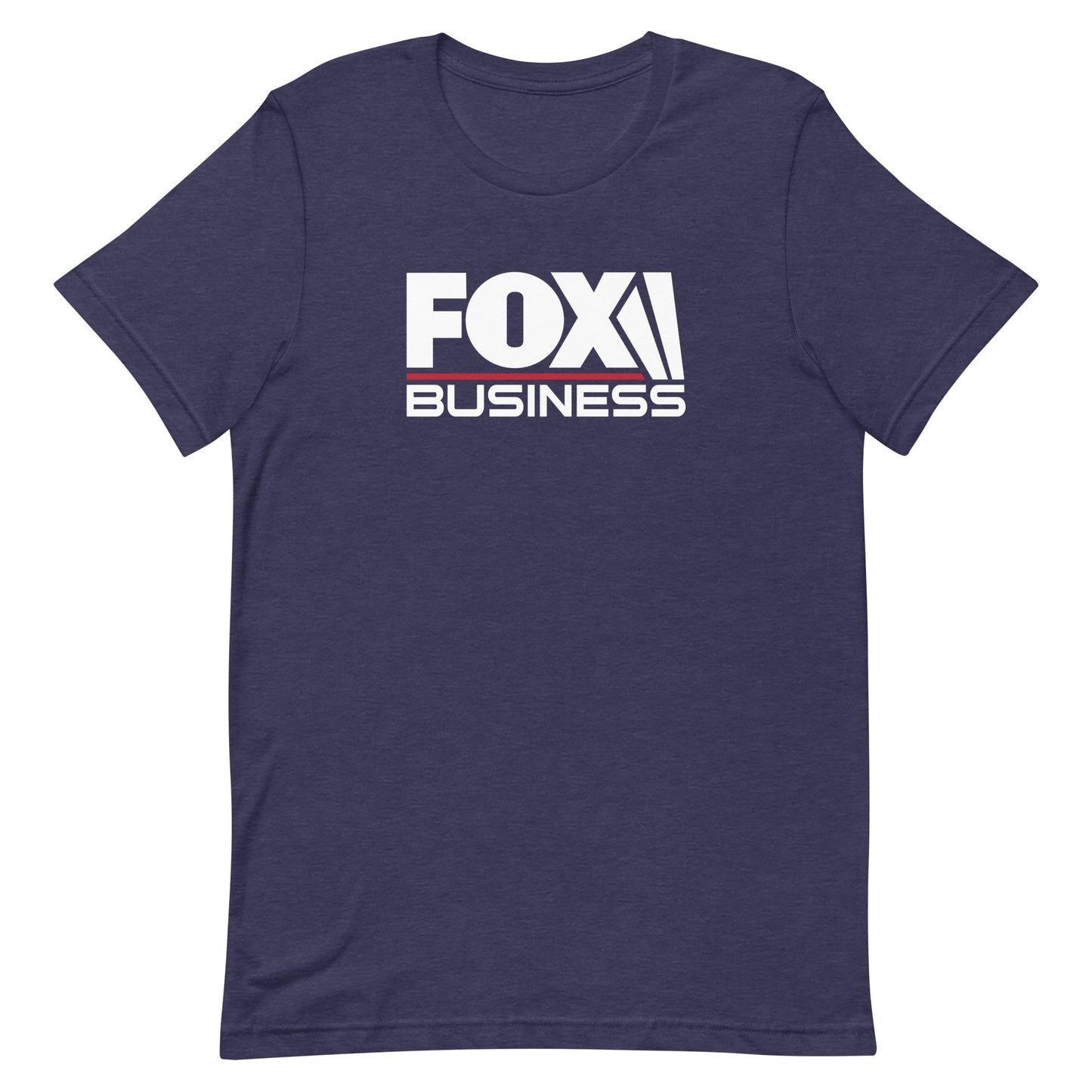 A man in a modern American home wearing the FOX Business Logo Unisex Tee in Athletic Heather.