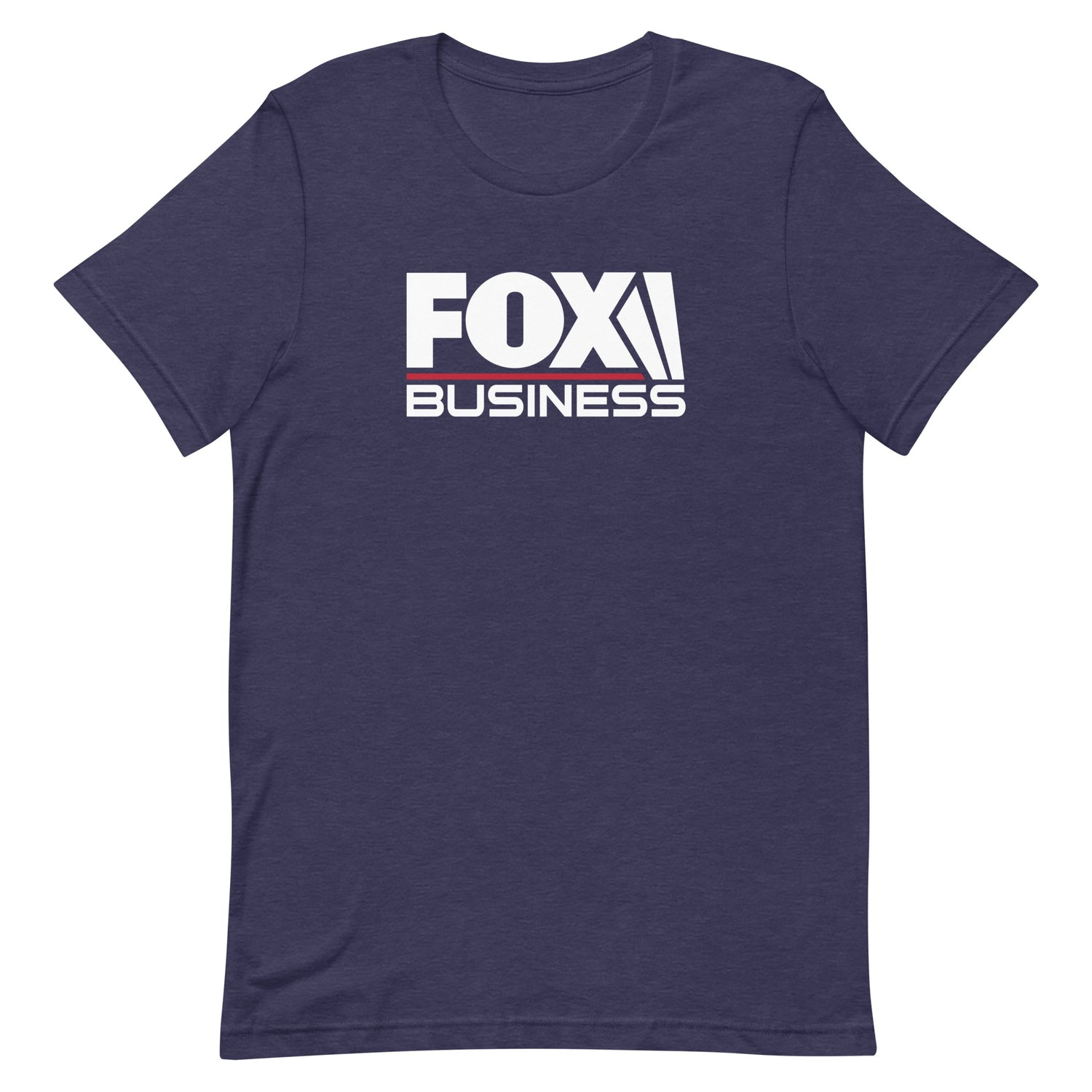A man in a modern American home wearing the FOX Business Logo Unisex Tee in Athletic Heather.