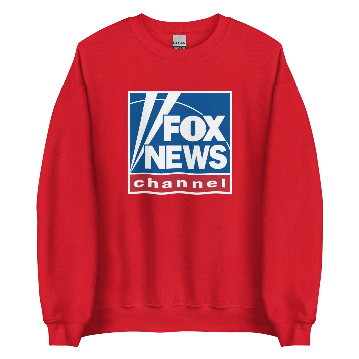 Front view of the navy FOX News Logo Crewneck Sweatshirt showing the high-quality fleece material.