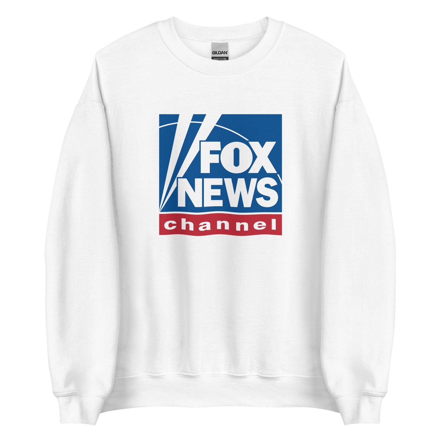 The red and navy variants of the FOX News Logo Crewneck Sweatshirt displayed together.