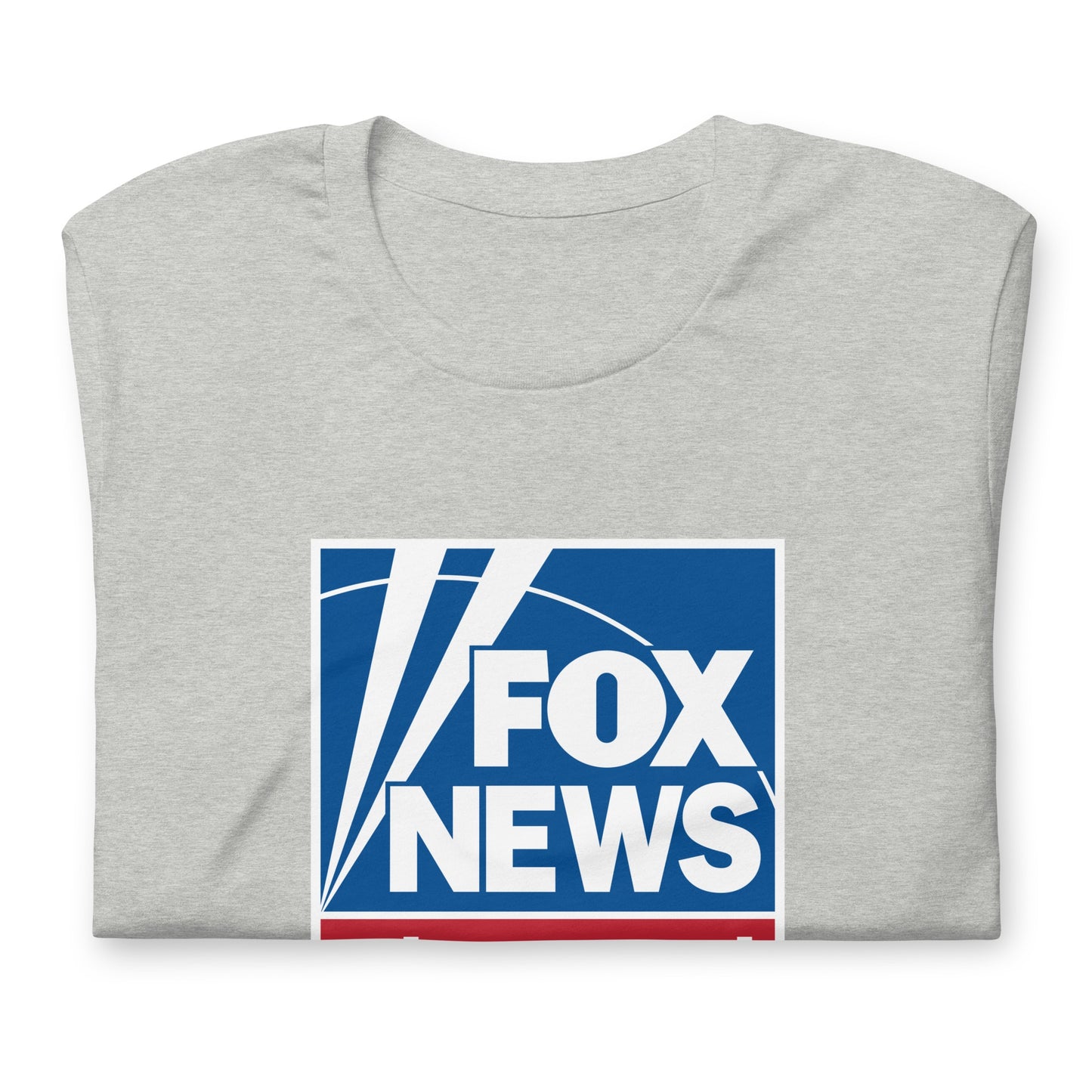 The FOX News Logo T-Shirt in Heather True Royal blue displayed neatly in a clean home setting.