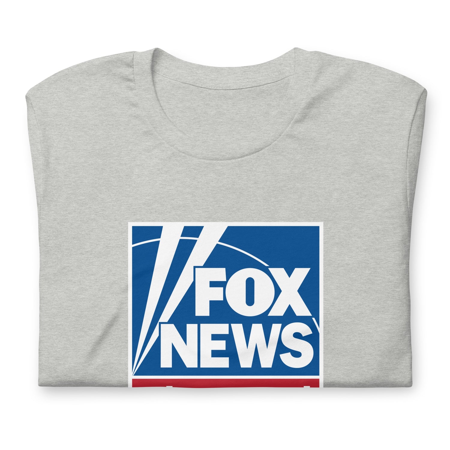 The FOX News Logo T-Shirt in Heather True Royal blue displayed neatly in a clean home setting.