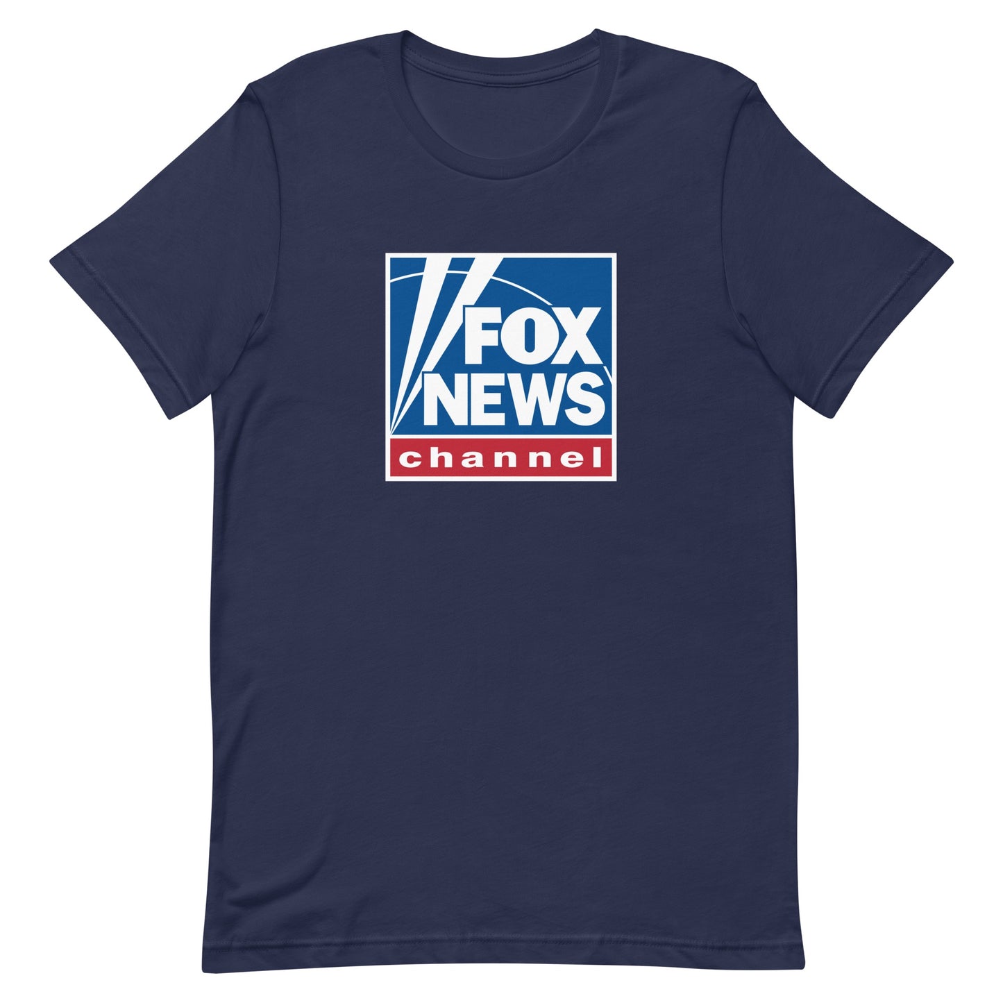 A patriotic man wearing a FOX News Logo T-Shirt smiling while outdoors in a suburban neighborhood.