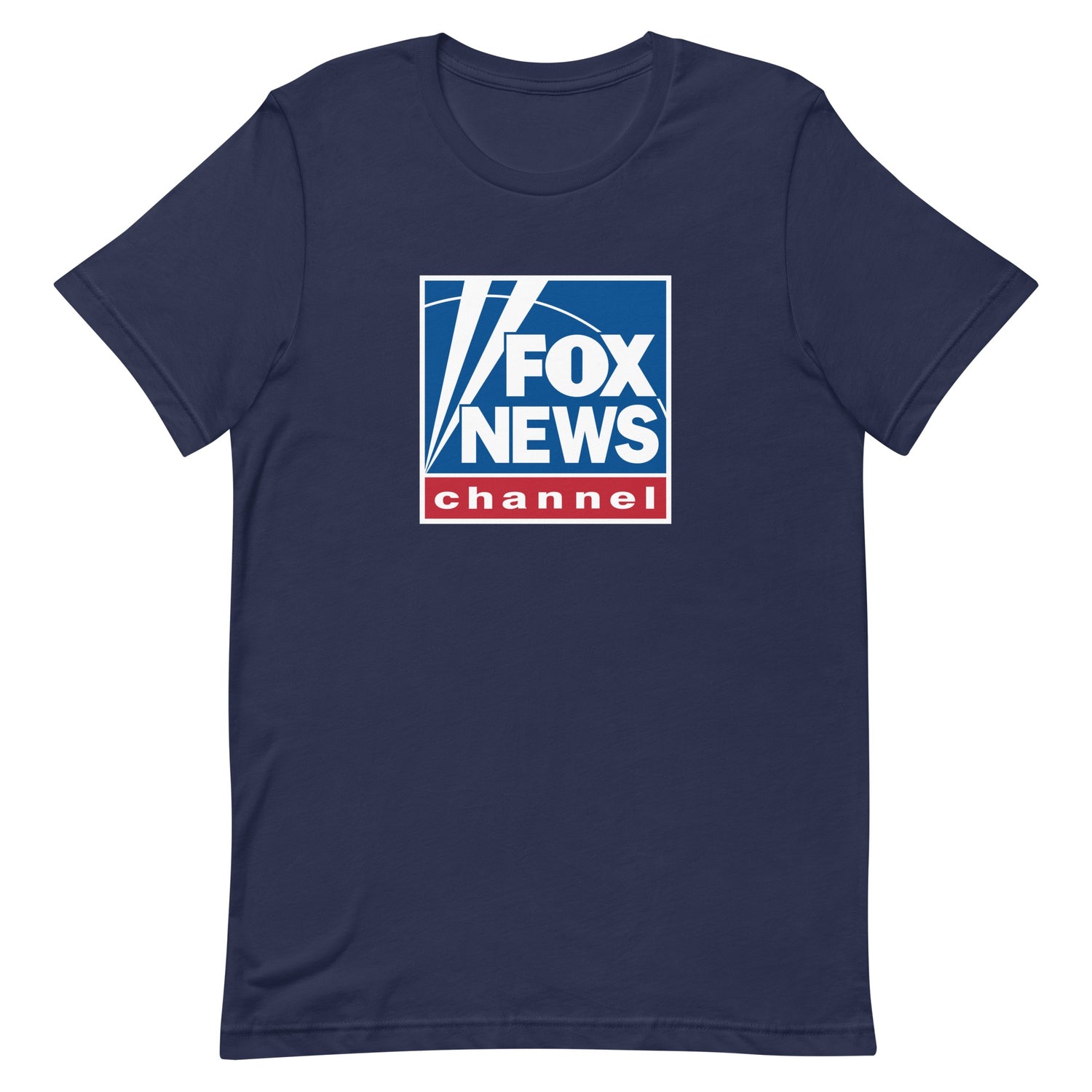A patriotic man wearing a FOX News Logo T-Shirt smiling while outdoors in a suburban neighborhood.