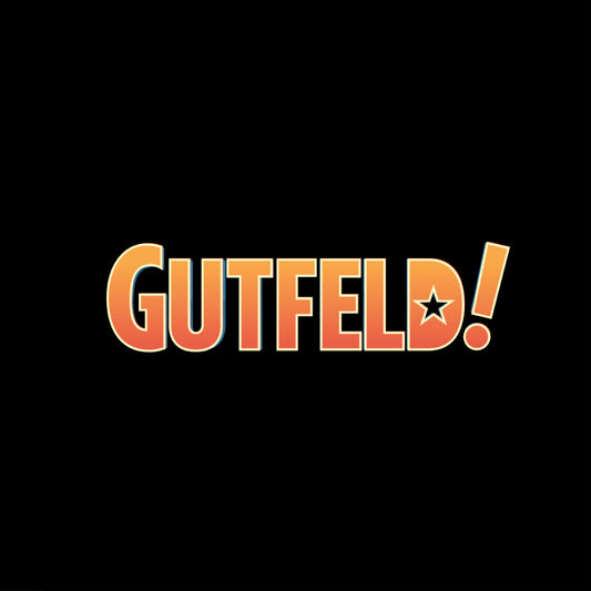 Close-up of the crisp *Gutfeld!* logo on a sleek black 11oz mug with personalized text clearly visible.