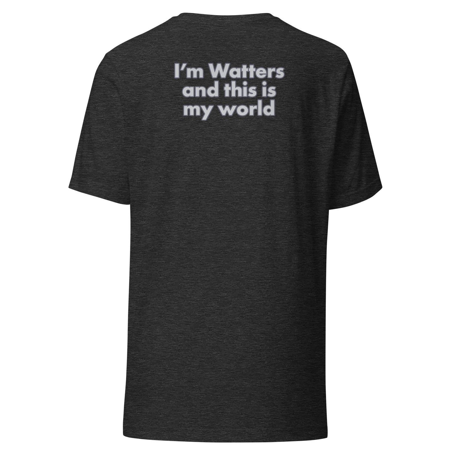A woman wearing the Jesse Watters Primetime Logo T-Shirt in a comfortable suburban living room environment.