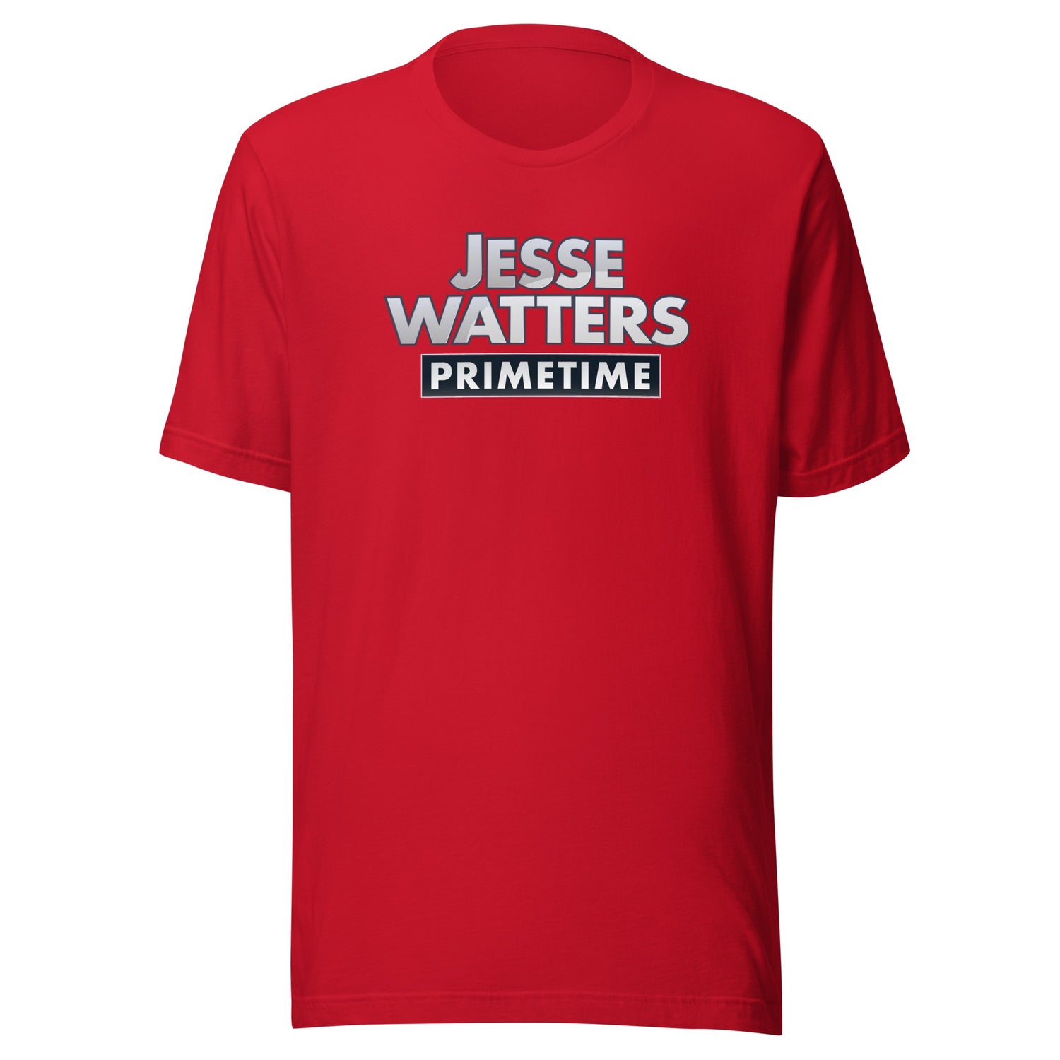A patriot proudly wearing the Jesse Watters Primetime Logo T-Shirt during a bright morning coffee setting.