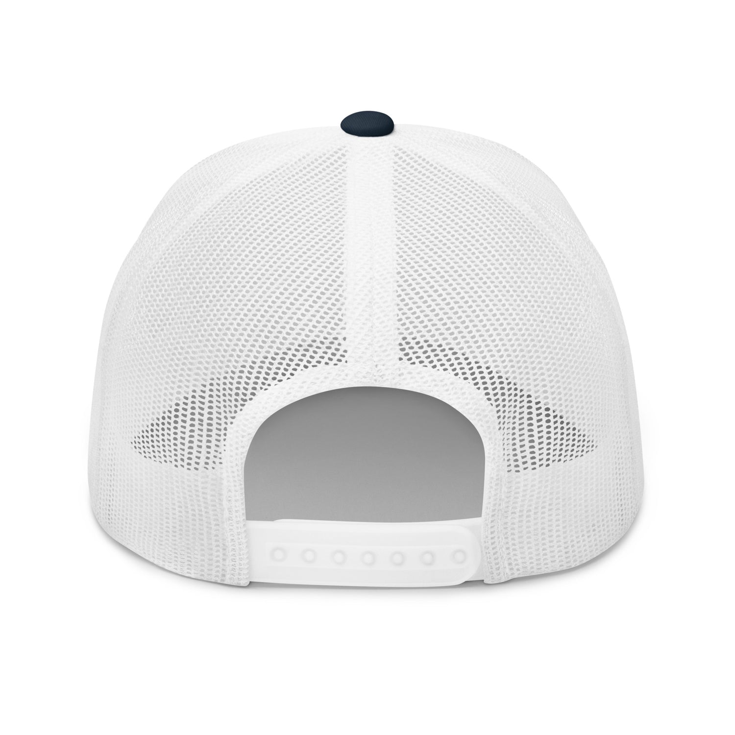 Flat lay of the Jesse Watters Primetime trucker hat styled with casual American apparel on a wooden tabletop.