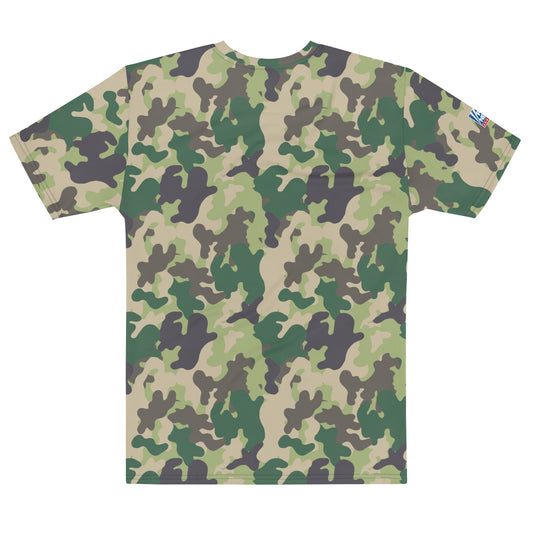 Close-up shot of the FOX News Camo T-Shirt highlighting the crisp print of the FOX News logo against the camo pattern.