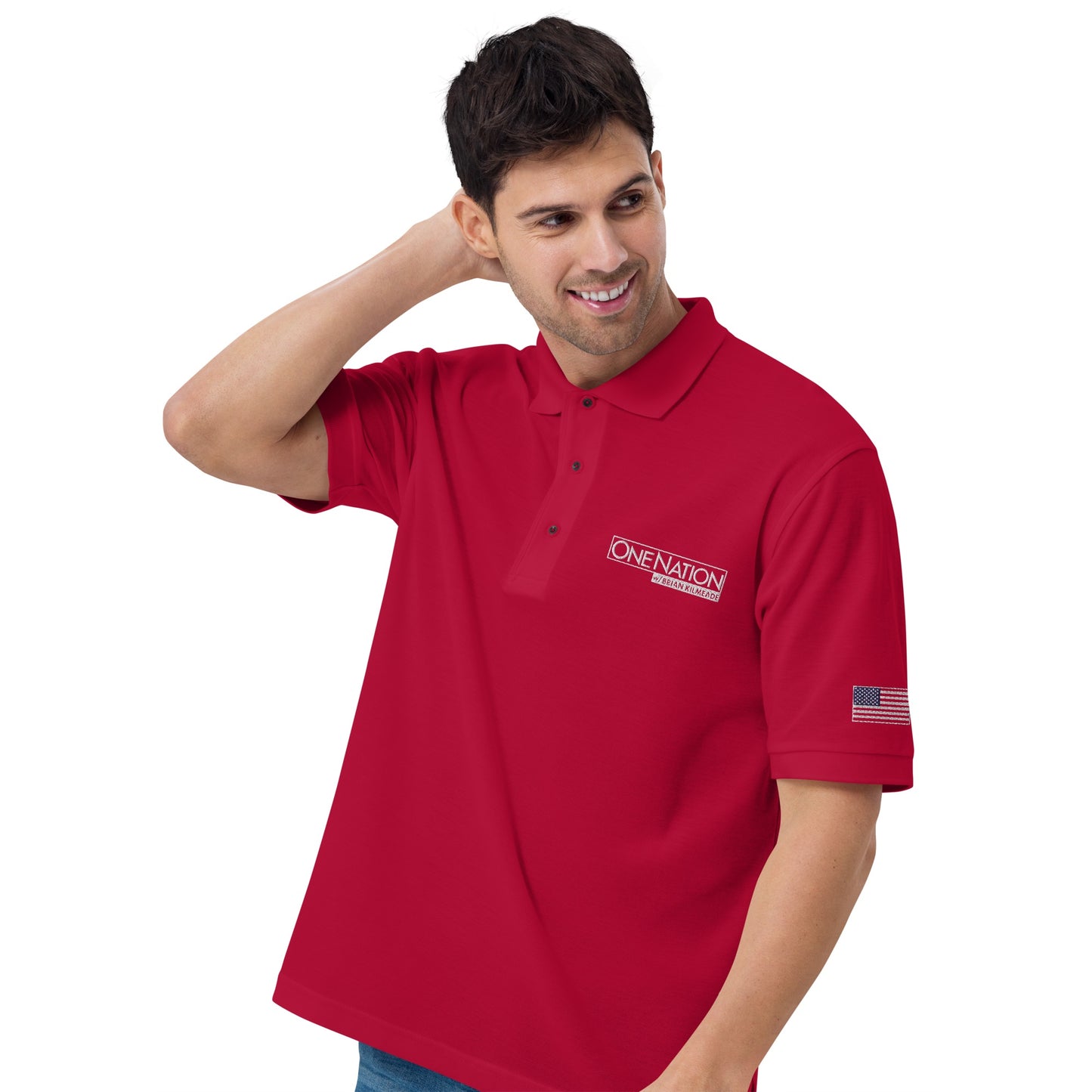 Back view of the FOX News One Nation polo shirt showcasing the classic fit and premium fabric quality.