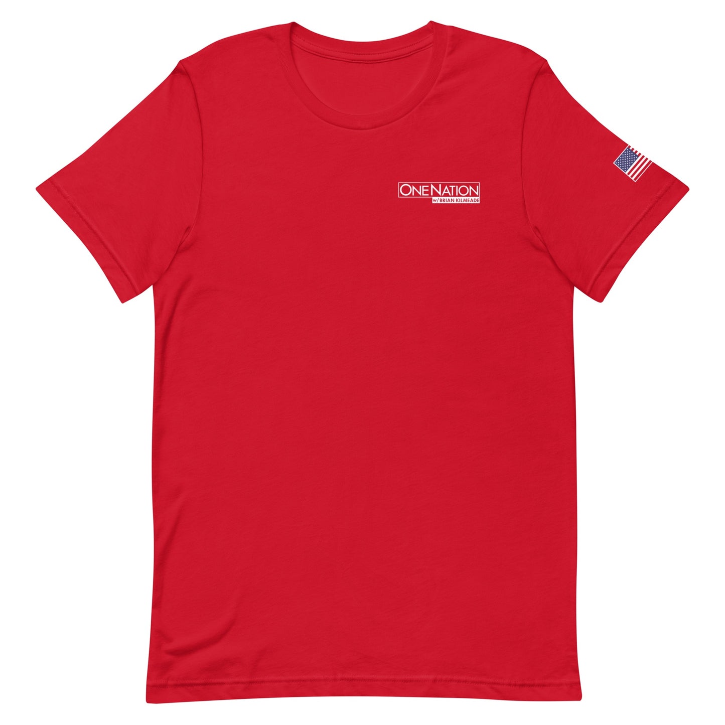 A side angle view showing the relaxed fit and classic crewneck collar of the FOX News T-shirt.
