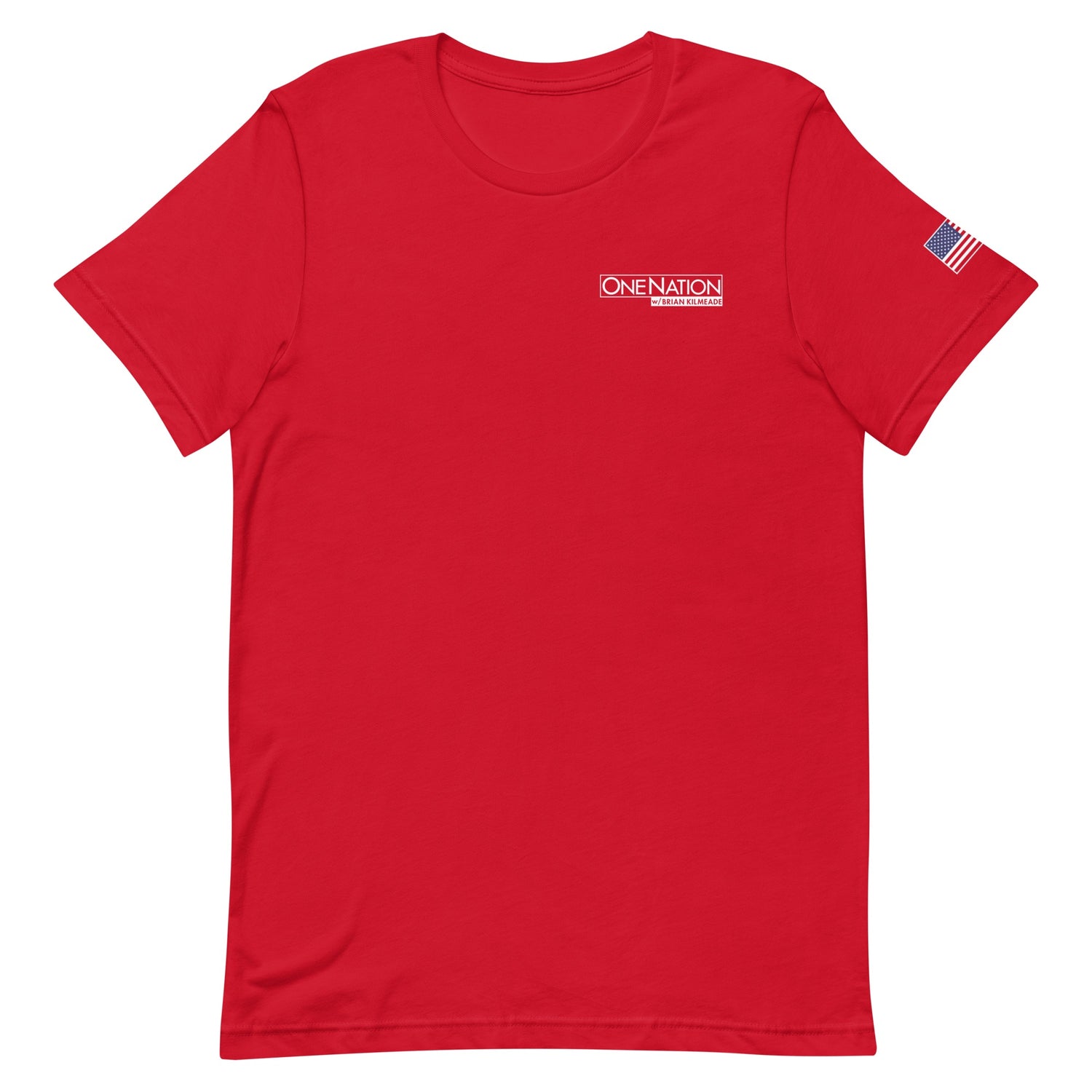 A side angle view showing the relaxed fit and classic crewneck collar of the FOX News T-shirt.