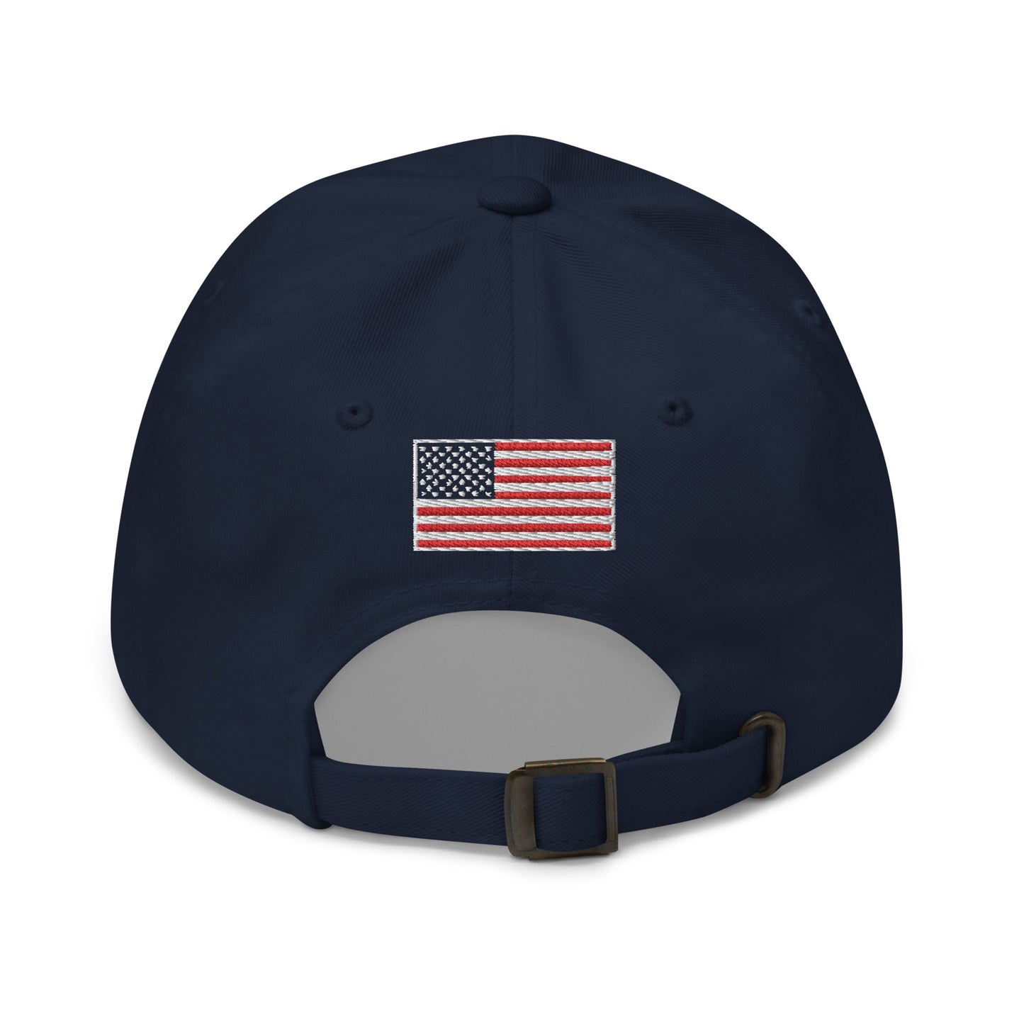 A product detail shot showcasing the curved brim and comfortable fabric finish of the embroidered dad hat.