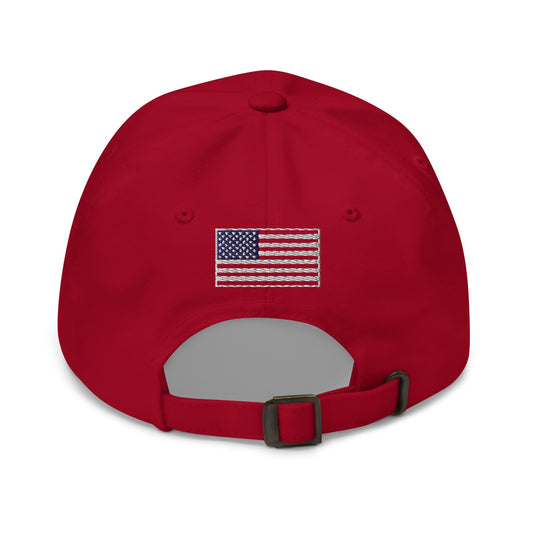 A close-up view of the One Nation embroidery on the FOX News dad hat, showing the precise thread work and craftsmanship.